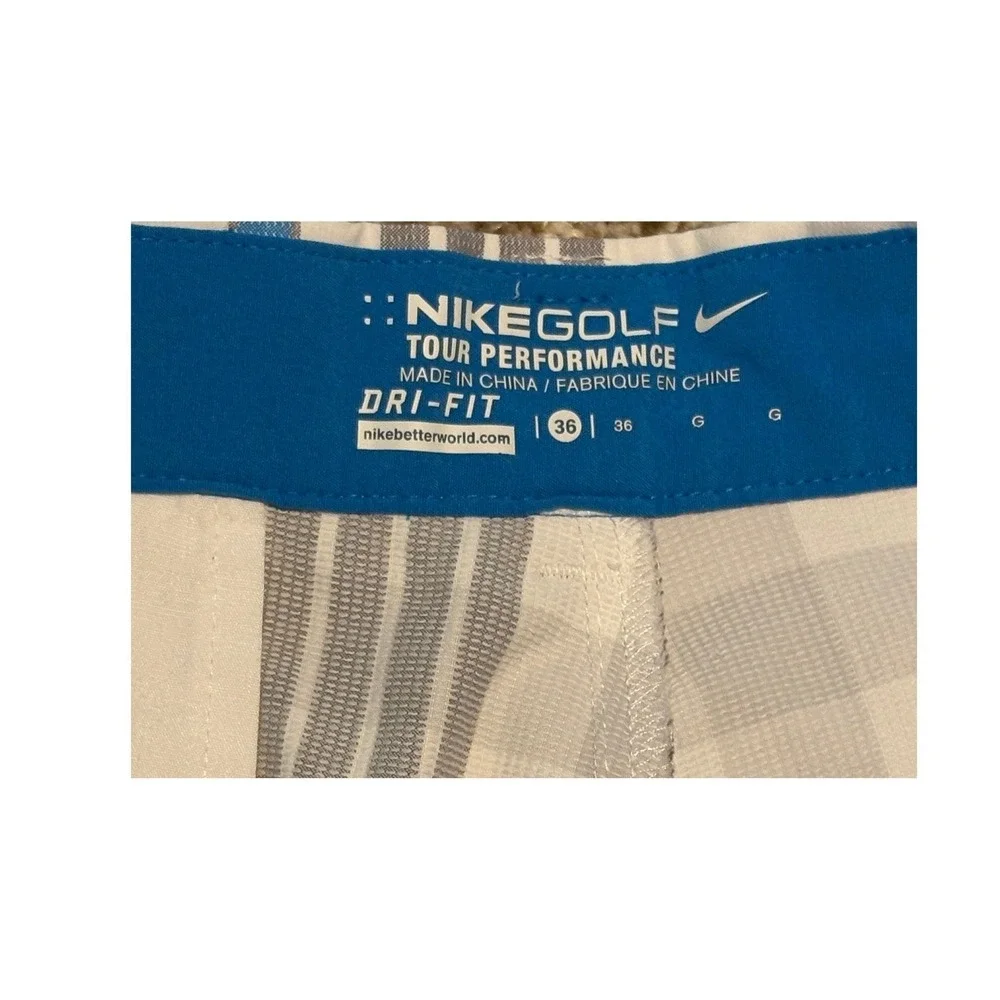 Nike Golf Shorts Mens 36 Blue Plaid Dri-Fit Tour Performance Checkered‎